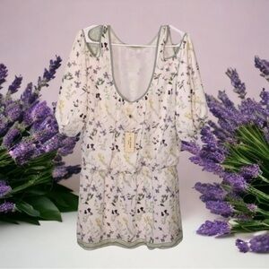 Max Studio London Sage & Lavender Cold Shoulder Dress